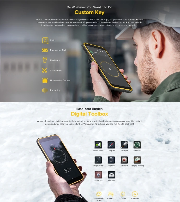 Ulefone Armor X8 2020 4G 4GB+64GB IP68 Waterproof Rugged Phone 5.7 inch 5080mAh Android 10