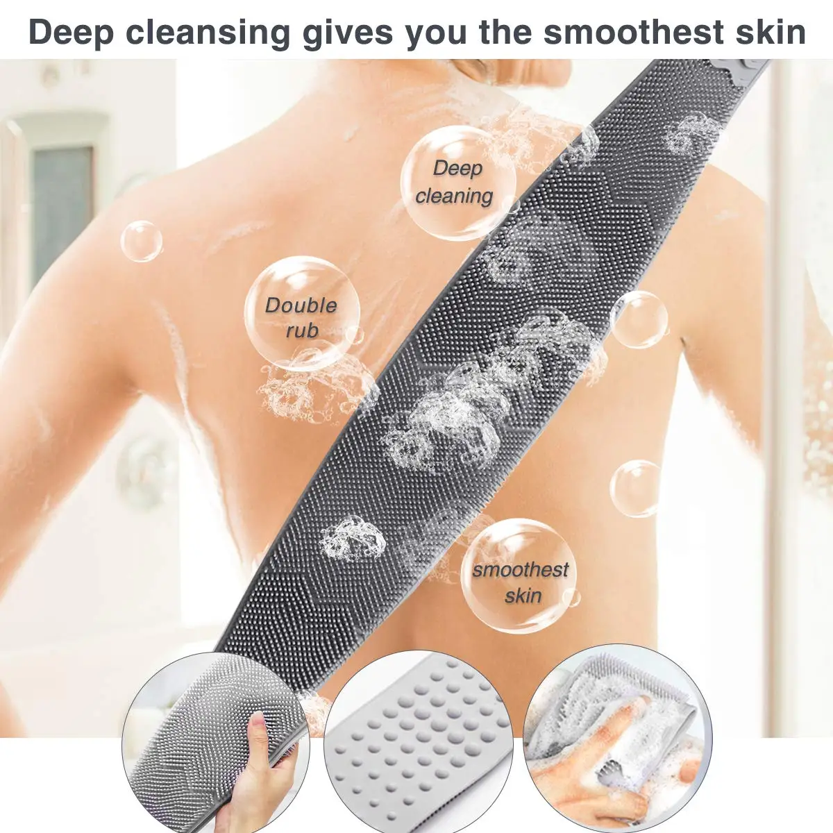 USSE silicone Bath Shower Body-Brush - Exfoliating Massage Shower Brush Texture Skin-friendly for shower