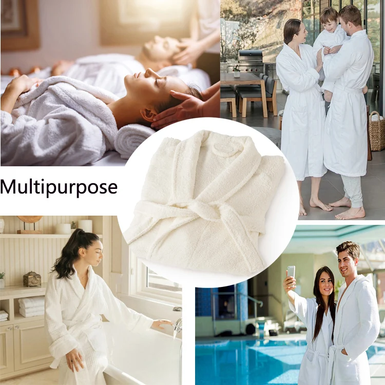 5 star hotel bathrobe 100% cotton unisex white bathrobes with slippers spa terry bathrobe for men women