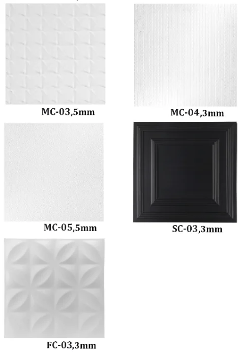 Square Ceiling Sheet Fire Retardant  waterproof PVC Material 3D Ceiling Tiles For Interior Decoration Embossed