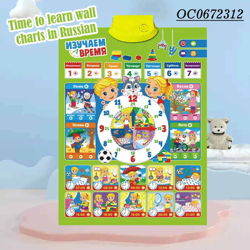 Talking children electronic alphabet wall charts kids early educational arabic learning clock toys
