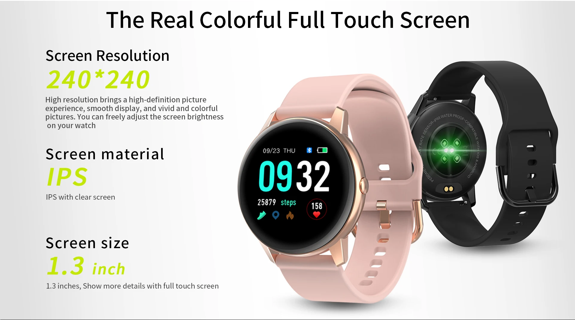 Orologio intelligente R3 IP68 impermeabile, braccialetto sportivo intelligente, cardiofrequenzimetro, pressione sanguigna, fitness tracker, schermo touch completo, orologio intelligente da uomo