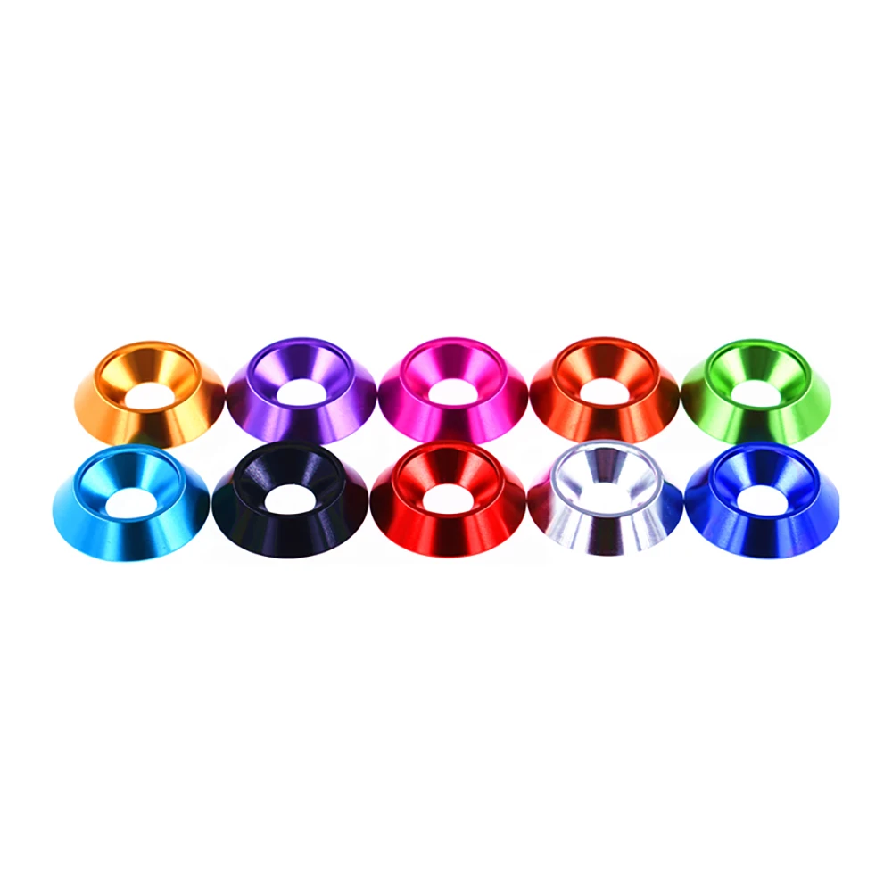 M4 To M8 Countersunk Taper Aluminum Washer Anodized Aluminum Various Colours 