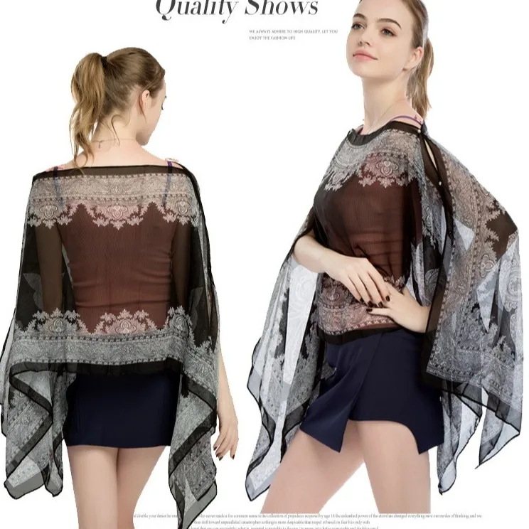 Bestella Womens Bikini Cover Up Scarf Shawl Multi Functional Chiffon Beach Wear Wrap Beachwear