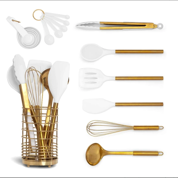 gold cooking utensils set