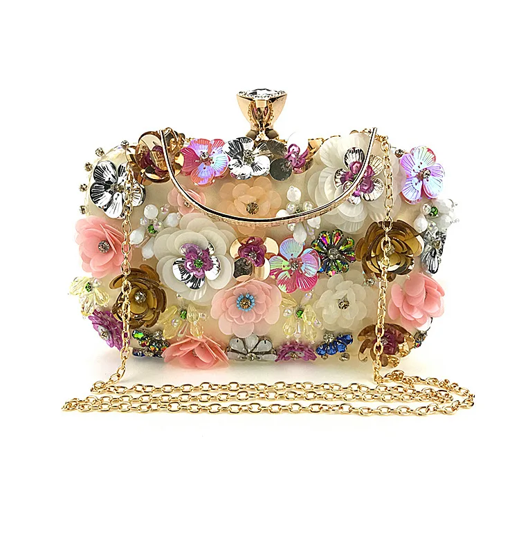 flower embellished clutch bag
