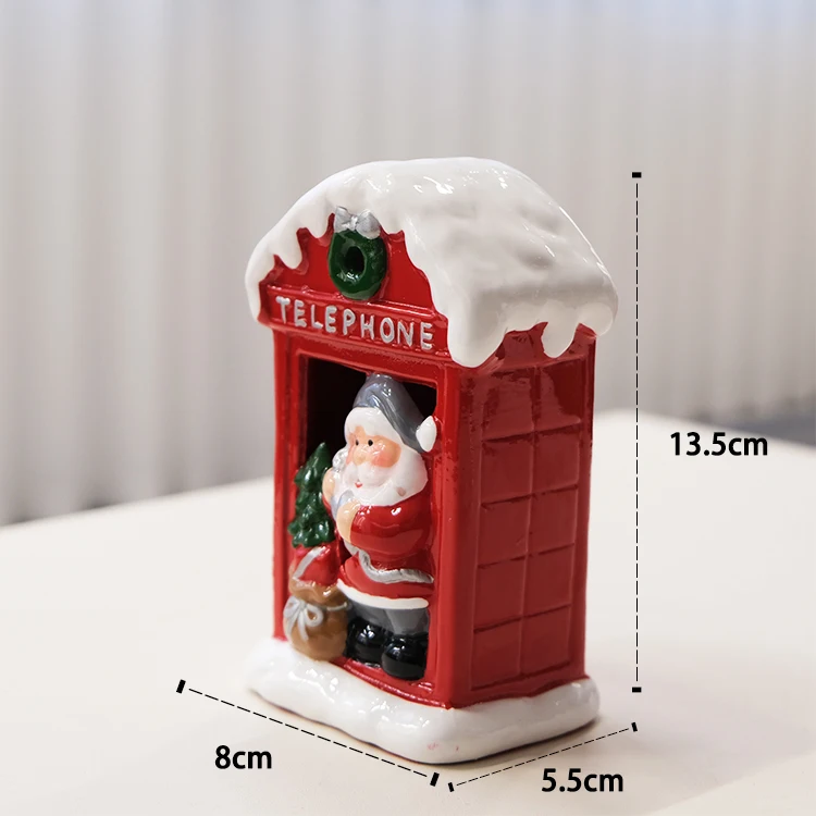 New Europe style home decoration ceramic Christmas ornaments with LED light porcelain Xmas Santa telephone