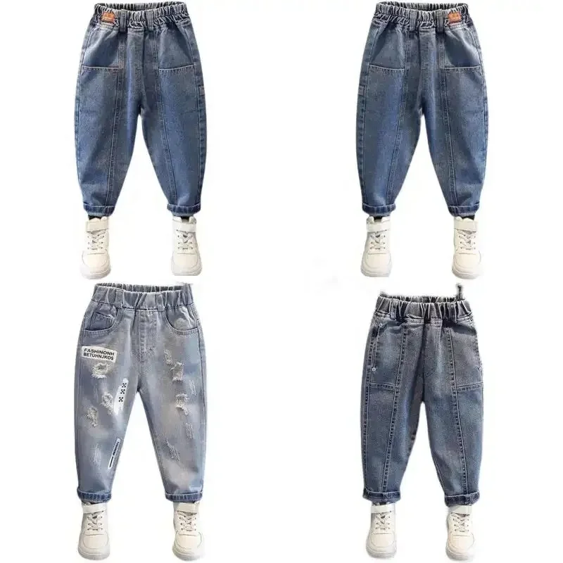 Custom 2024 New Boys Jeans 4-8 Years Old Boys Children's Pants Casual Denim Jeans Unisex Long Pants