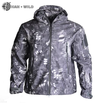 HAN WILD Men Outdoor Sports Coat Waterproof Winter jacket Camping shark  Softshell Tactical Jacket Green Color