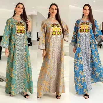 Chiffon embroidery Muslim dress factory price selling robes noble women Muslim clothing