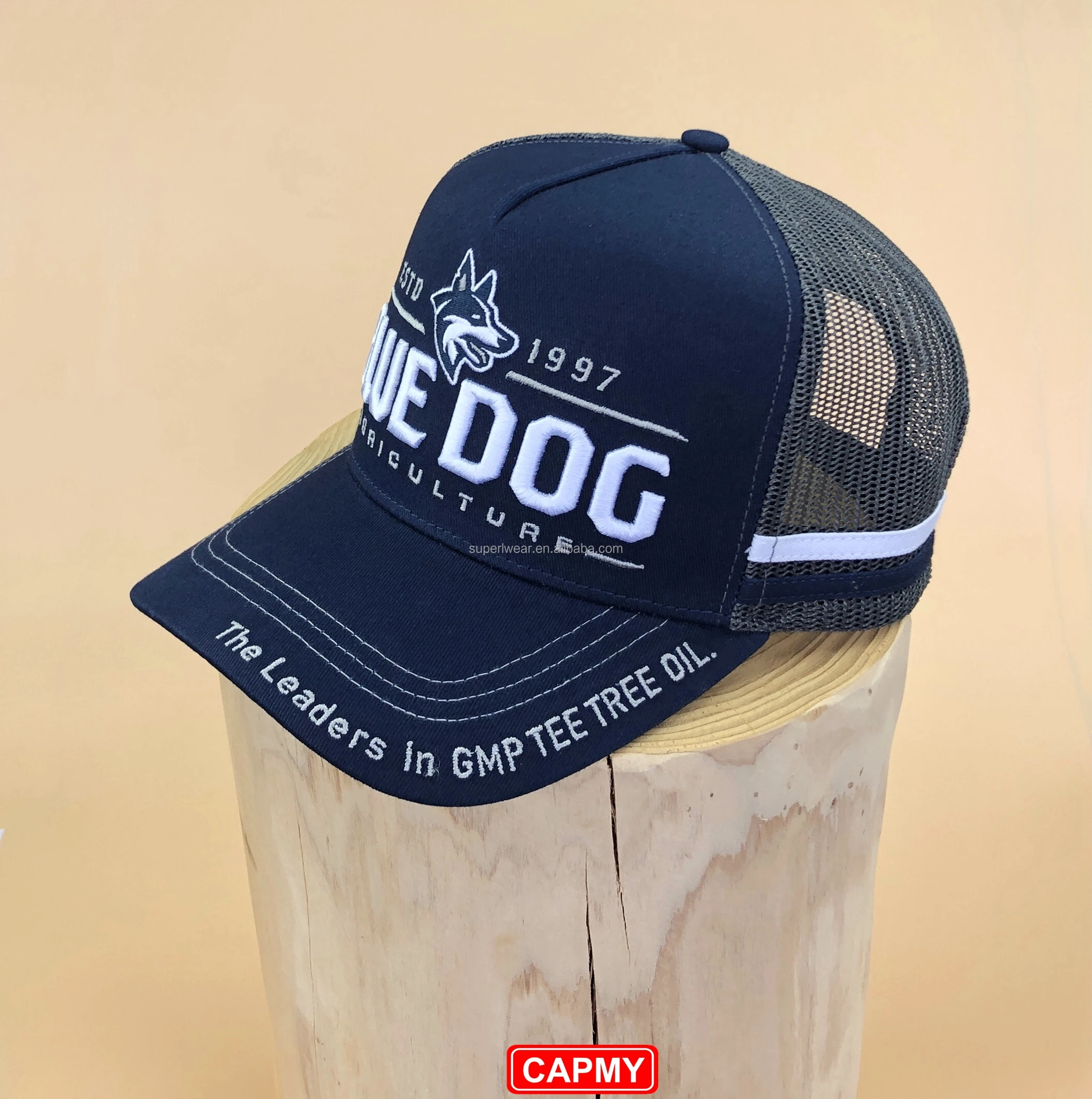 Custom 5 Panel Embroidery Logo Australian Country Strip High Profile