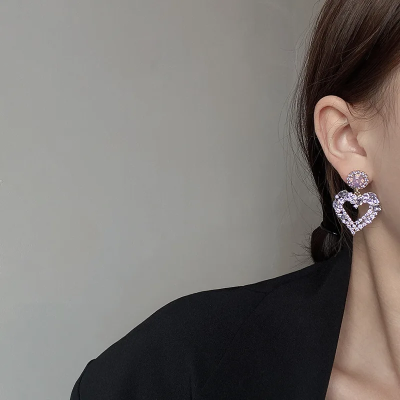 exquisite diamond love earrings women 2022 year new trend sense of luxury earring jewelry temperament personality earrings