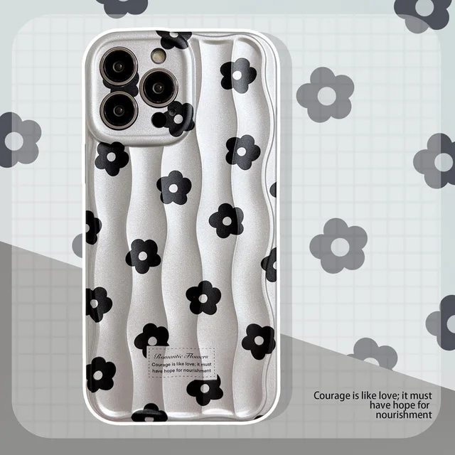 Wave suitcase-ins Style Electroplating black flower phone case for iphone 16 promax/16pro/16