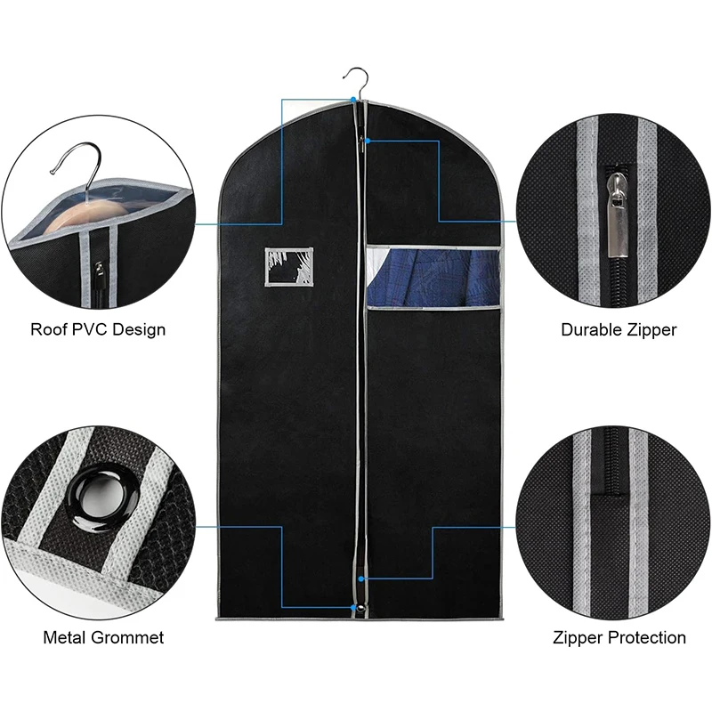 Wholesale Non Woven Men Black Eco Friendly Coat Suit Garment Cover Bag