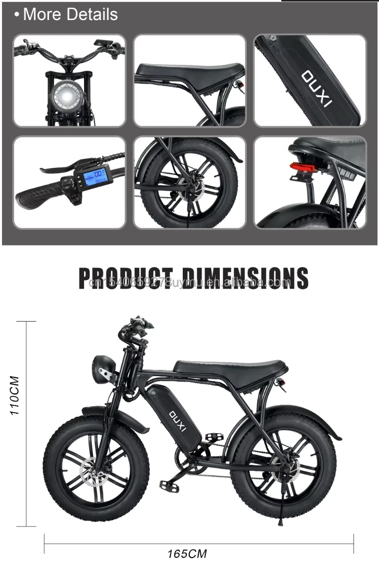 2024 Hot Sales EU Warehouse Ouxi H9 Alloy 250w 48v 750w Vintage 20 Inch Fat Air Tires Electric Bike