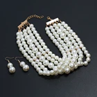 Pearl Necklace Fashion Multilayer Handmade Imitation Pearl Beaded Choker Necklace For Women Clothing Accessories