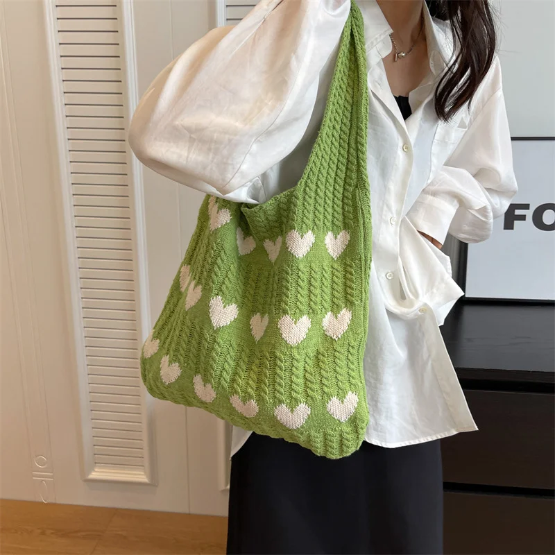 HUAYI 2024 fashion Knitted Weave Handbag Custom  Design Crochet Vest knit tote bag