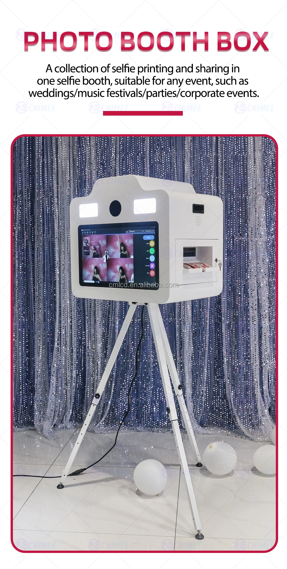 Instant Printing Photo Booth Box Selfie Station Photo Booth Touch