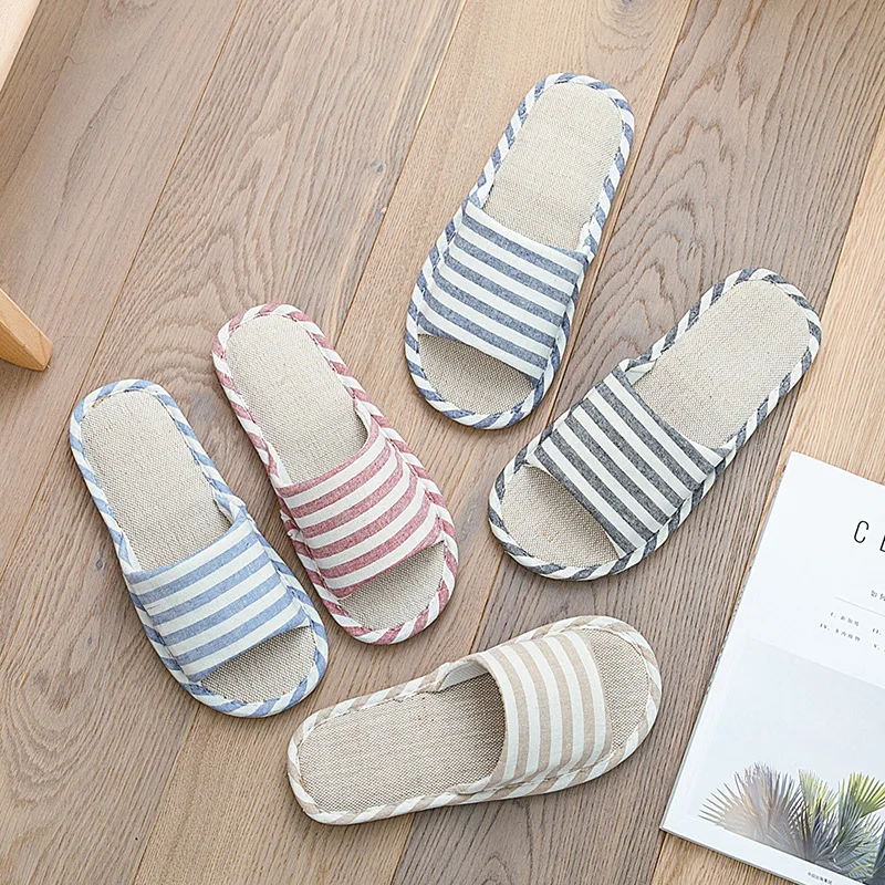 Household couple linen slippers Indoor anti-skid wear-resistant cotton and linen slippers Men's soft bottom slippers