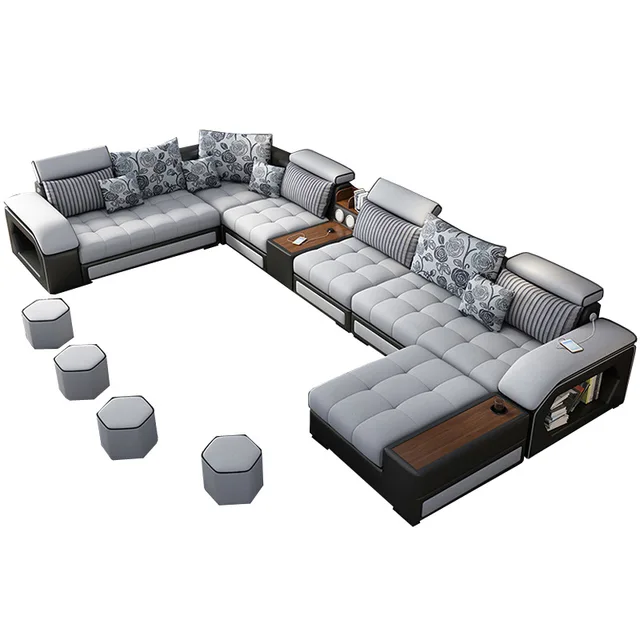 Comfortable Shape Fabric Sectional Living Room Sofa Royal Sofa Set 7 Seater Living Room Furniture Designs
