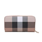 Wallet Wholesale Price Mud Color PU Portable And Practical Striped Checked Wallet