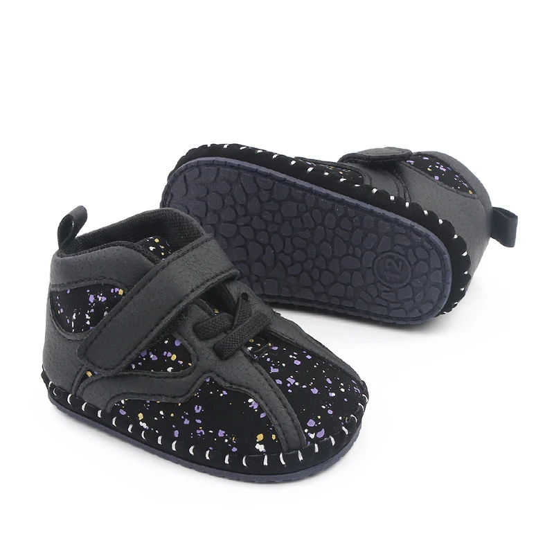 Colorful Little Graffiti Baby High-top Wear-resistant Soft-soled Non-slip Toddler Shoes factory