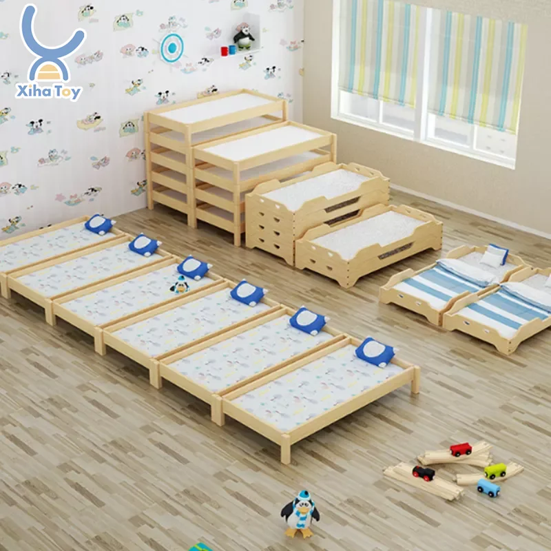 Kids Wooden Single Bed For Kindergarten Daycare Preschool Montessori