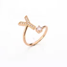 In Jewelry In Stock 26 Letter Zircon Initial Rings For Women Yili Women Jewelry 18K Gold Plated Initial Ring