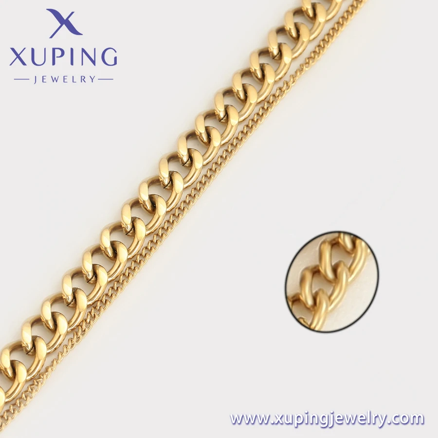 A00769043 Xuping jewelry elegant simple fashion new double chain chain stainless steel neutral versatile bracelet