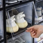 Plastic Box Man's Shoes Sneaker Organizing Transparent Plastic Storage Box Set With Magnet