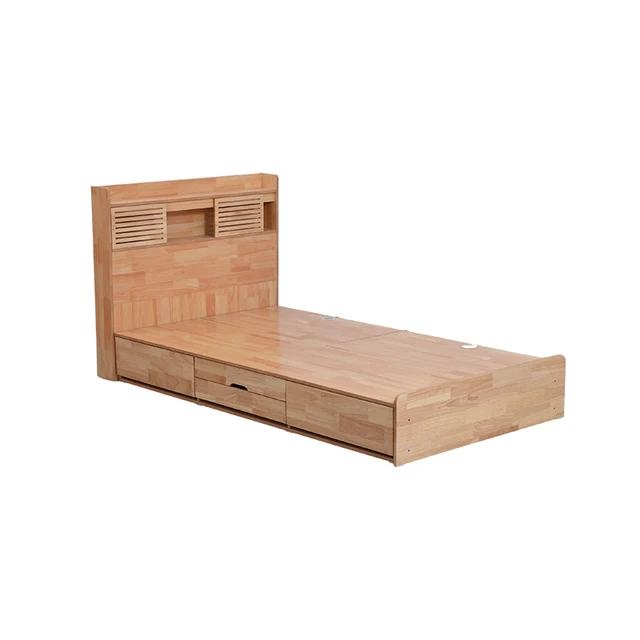Customized Wooden Bed Manufacturer Simple Single Solid Wood White Full Size Bed Frame For Adults