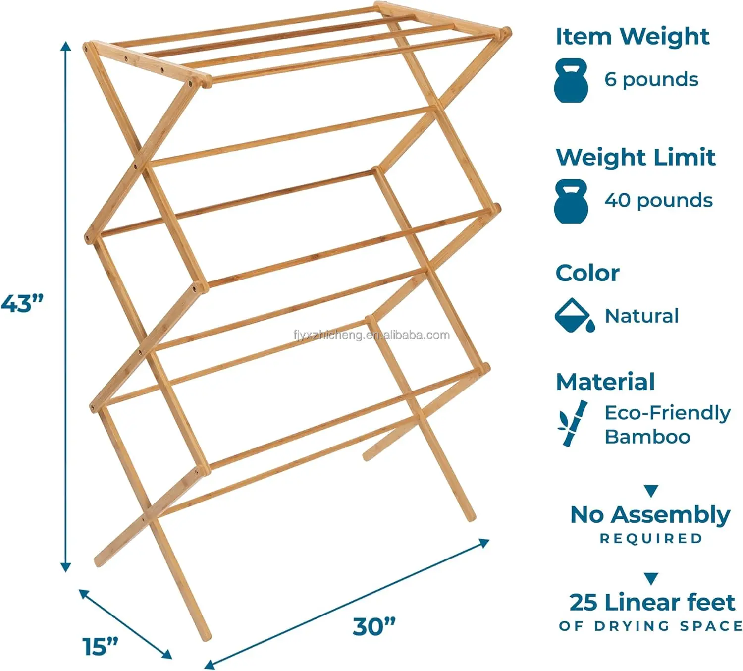 product bamboo drying rack sturdy foldable floor mount space saving portable clothes towels blankets-2