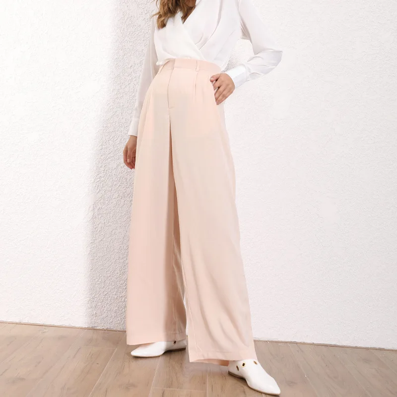 Women High Quality Casual Satin Pants 