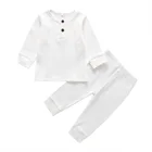 Baby Clothes Wholesale Bulk Baby Ribbed Sets Cotton Solid Color Fall Baby Clothes Newborn