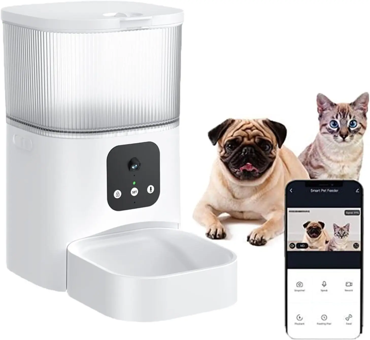 3l Electronic Pet Feeder Automatic Dog Feeder With Camera Video Plastic