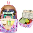 Kids Hot Selling Cute Cartoon Printed Oxford Backpack Set With Lunch Box For Kids Girl