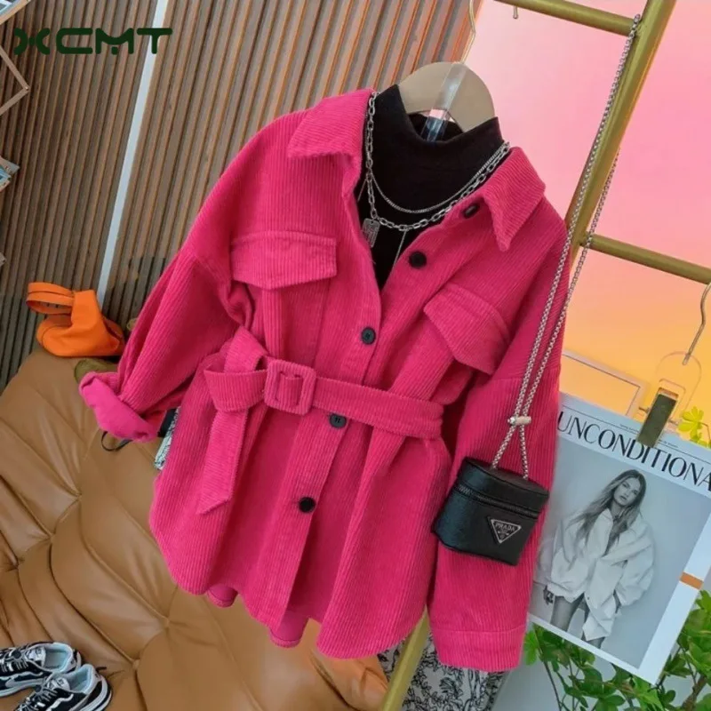 2-9 years old corduroy windbreaker coat 2023 autumn winter new toddler baby girls pink casual shirt long-sleeve jacket