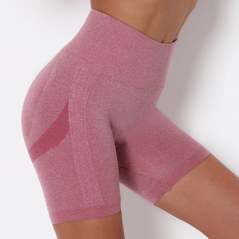 Wholesale Custom Fitness Seamless Tummy Control Sports High Waisted Gym Yoga Biker Shorts For Women