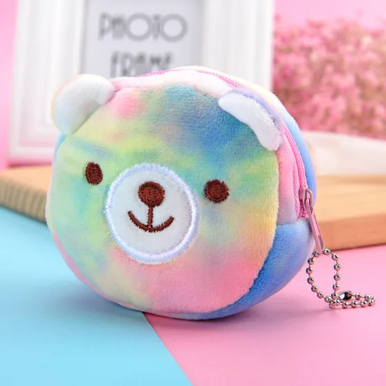 New Arrival customized new mini colorful three-dimensional round plush coin purse coin portable bag small gift
