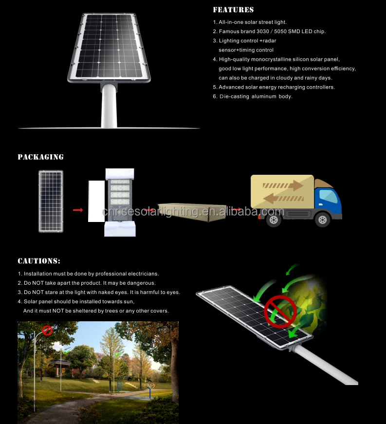 Super Bright High-Power LED Solar Street Light Lampadaires 300w Radar Sensor Municipal Engineering Outdoor Garden