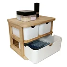 Multifunction Office Mess 3 Tiers Bamboo Wood Desk Stationary Storage Holder Organizer With Drawers Set