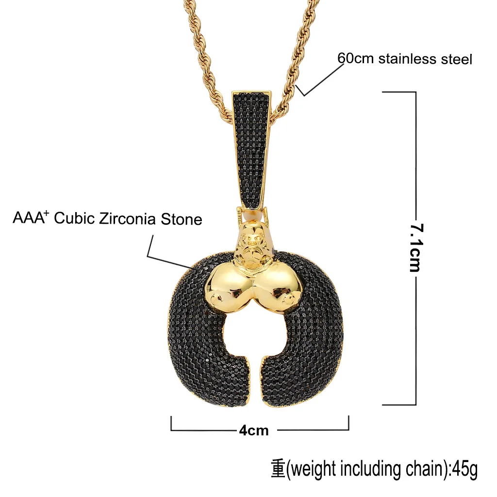 custom diamond jewelry necklaces,men women lover hip hop copper setting zircon gold plated gorilla necklace chain