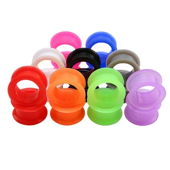 Set 10 Flexible Silicone Pulley Ear Flesh Tunnel Gauge Plugs Piercing Stretcher Expander for Wedding Hollow Body Jewelry for Ear