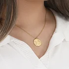 Necklace Round Compass Pendant Necklace Round Pendant Inlaid Necklace Stainless Steel Necklace And Pendant