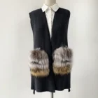 Waistcoat Drop Shipping 2021 Women's Vest With Raccoon Fur Ladies Real Fur Knitted Waistcoat