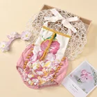 Knitted Amazon Hot Sale Baby Wear Lace Embroidered Knitted Ball Splicing Printed Jumpsuit Romper Girls