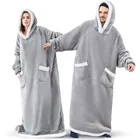 Hoodie Factory Wholesale Printed Soft Sweatshirt Blanket Oversize Sherpa Fleece Hoodie Blanket Customized Logo