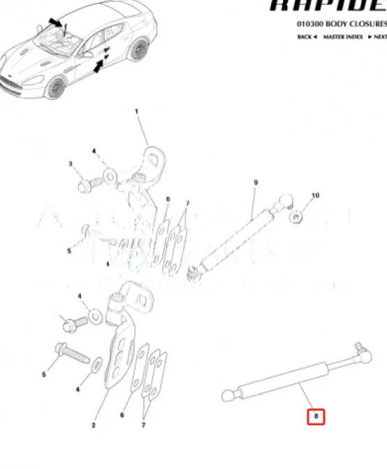 Best Selling Metal Material Back Door Strut For Aston Martin Rapide S AMR 2010-2017 AD43F23505AB Car Accessories Rear Door Stay manufacture