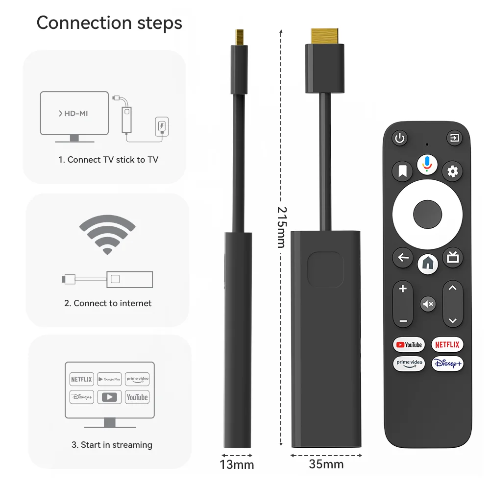 TV Stick HD Android11 2.4/5G Dual Wifi IP-TV ATV Dongle Games stick 4K Media Player HD Dcolor Streaming Device 4K TV Stick