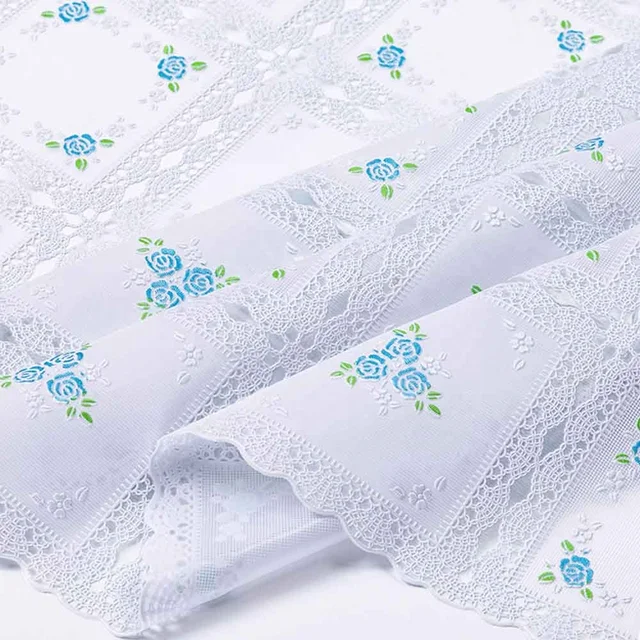 Boen Lace Plaid Pure Clear Table Cover with leaf